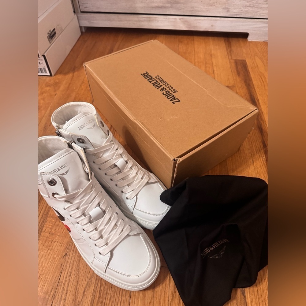 ZADIG & VOLTAIRE Logo High Top Zip Sneakers size 37 - Picture 8 of 11